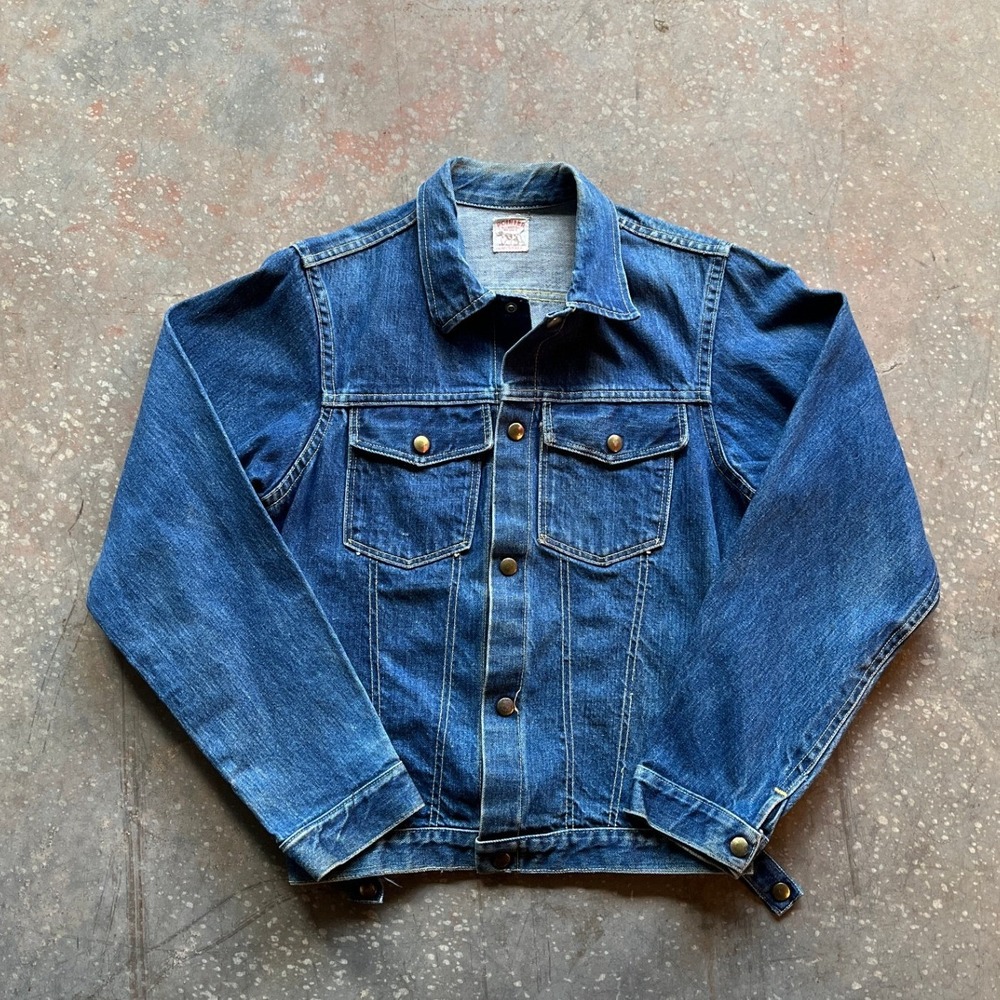 Pointer Brand Vintage Selvedge Denim Jacket Trucker Style Blue Cotton